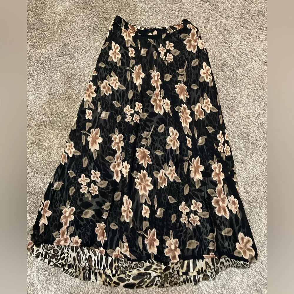 Reversible Floral and Animal Print Women's Maxi Skirt Flowy Small - Picture 5 of 7
